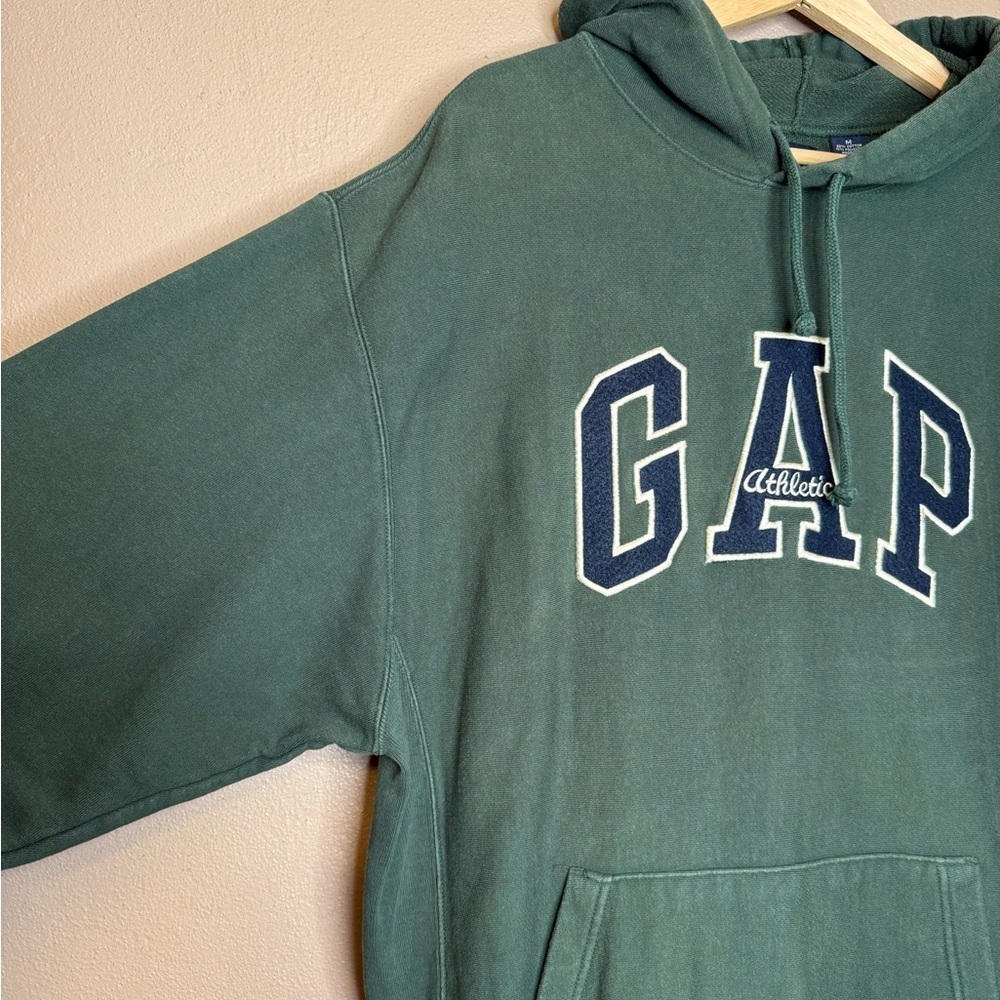 GAP Mens Vintage Dark Green Pullover Hoodie Size Medium Streetwear Retro Classic - Picture 4 of 16